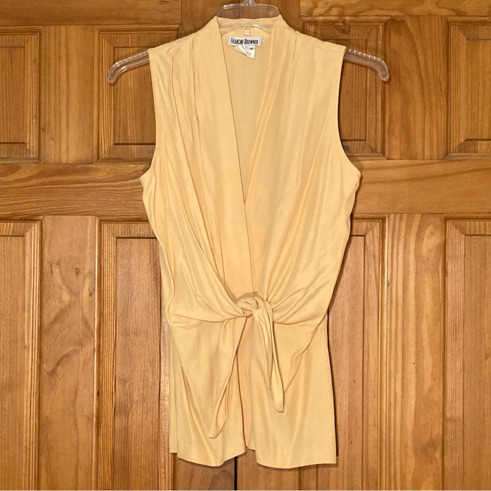 NWOT Francine Browner Vintage 80s 90s Top Sleeveless Career Blouse Yellow Size M